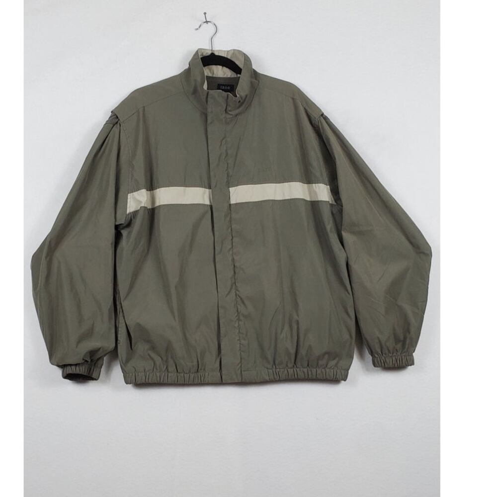 VTG IZOD Full Zip Golf Jacket Greenish/Grey Lightweight Men Large PRE-OWNED